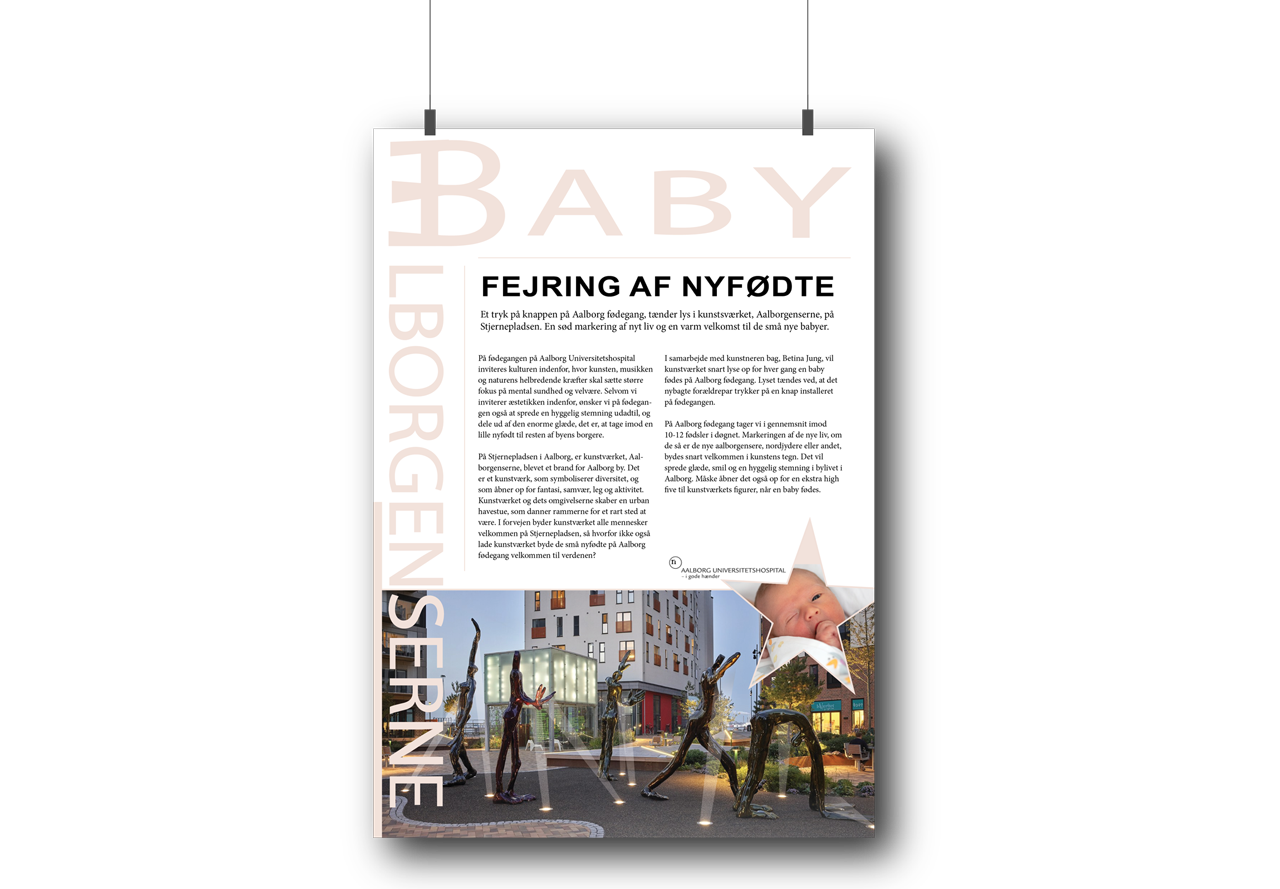 Mockup af pitch til kunstprojekt Baby og Aalborggenserne